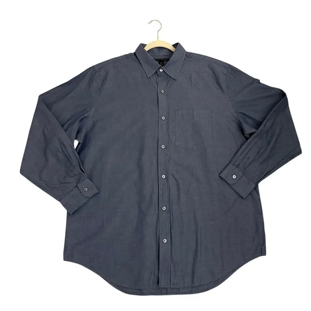 Banana Republic Preppy Casual Professional Blue Button Down Shirt Size Men's XL